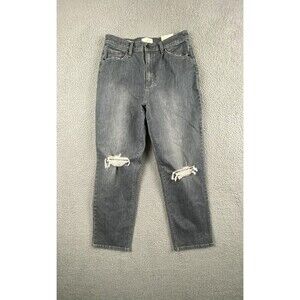 Universal Thread Jeans Womens 8/29R Gray Vintage Straight Distressed Den…